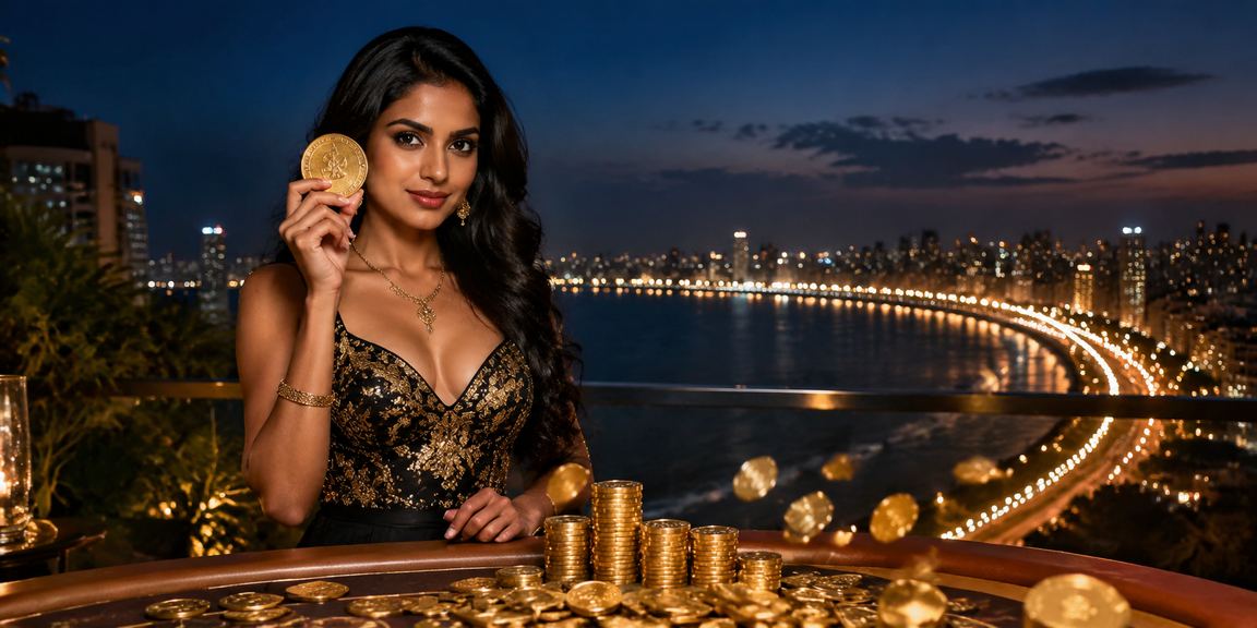 Mumbai Marine Drive Casino Night with Rupee Symbol